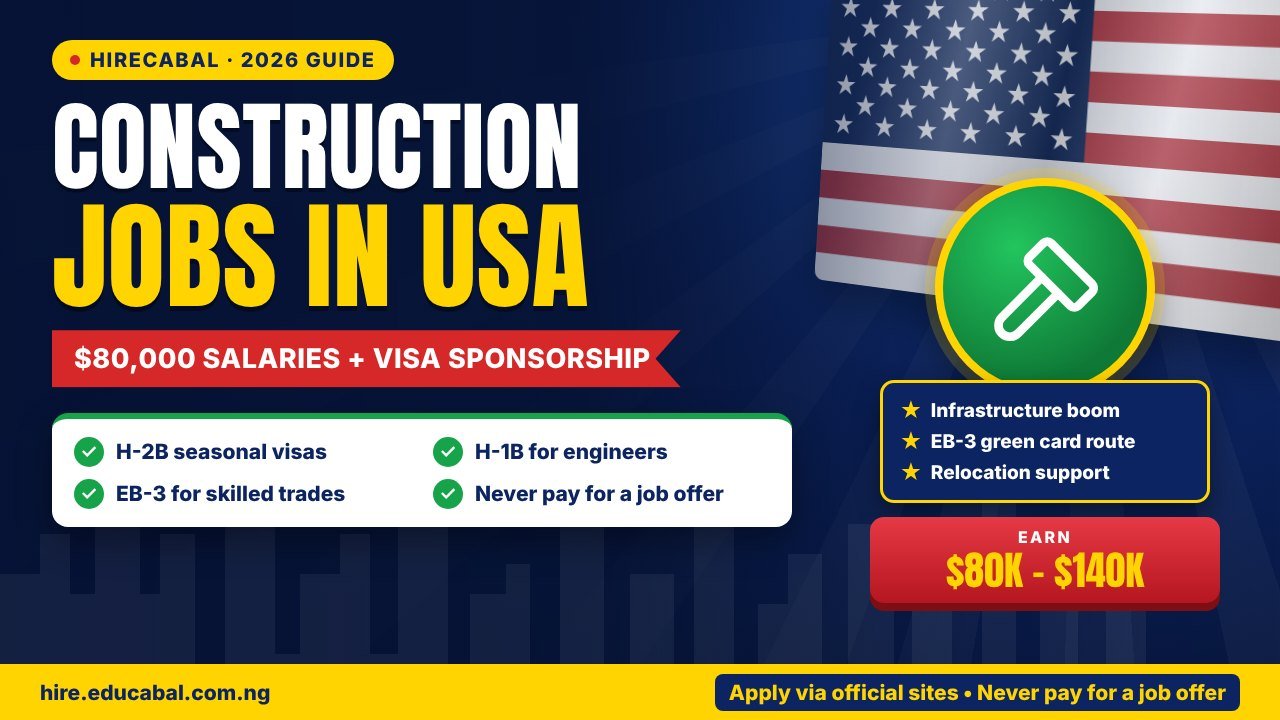 Opportunity to Get Paid $80,000 to Relocate to USA Through the Construction Visa Program